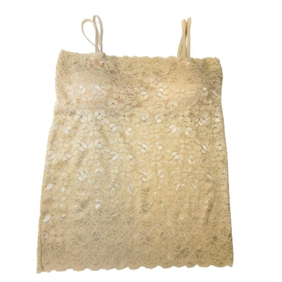 Beige Cream Tank Top Lace Camisole SIZE M - Stretchy Top -  NEW - Picture 2 of 8